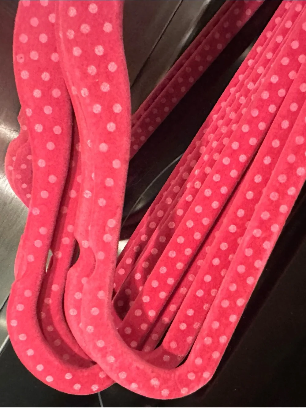 Kids Velvet Hangers in Pink Polka Dot - Pack of 10